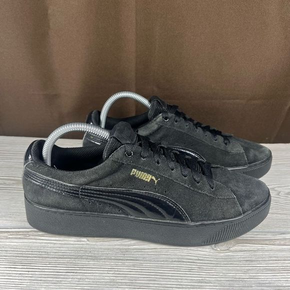 Puma Vikky Platform Black Suede Sneaker Casual Shoe Womens 10 - Picture 1 of 9